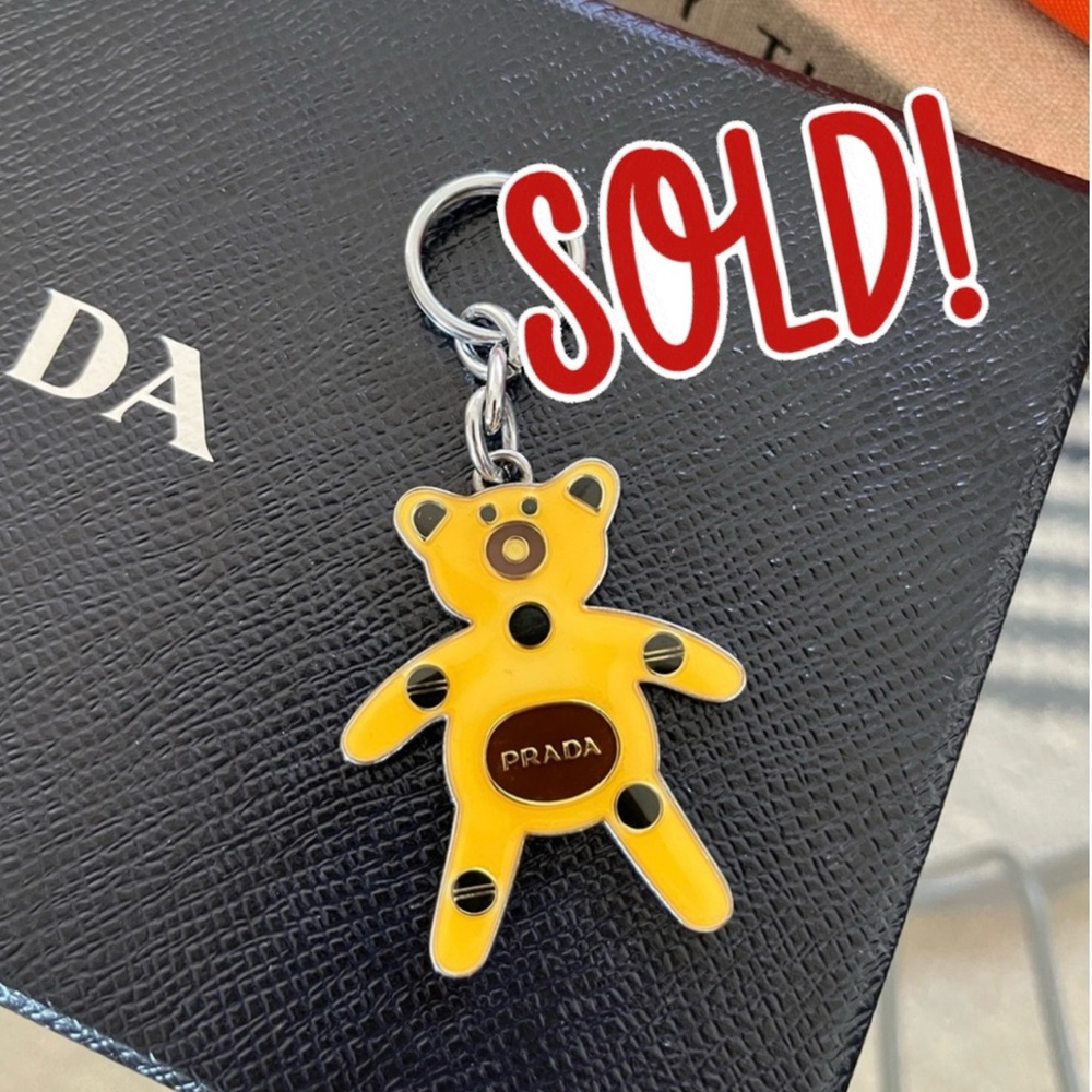 💫SALE💫 PRADA Teddy Bear Key Chain or Bag Charm. Silver Hardware. EUC.